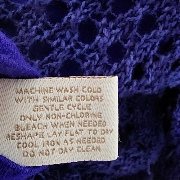 CHICOS Solid All Blue Layered Knit Long Sleeve Top Size 0 Womens S Small/4 - Picture 7 of 7